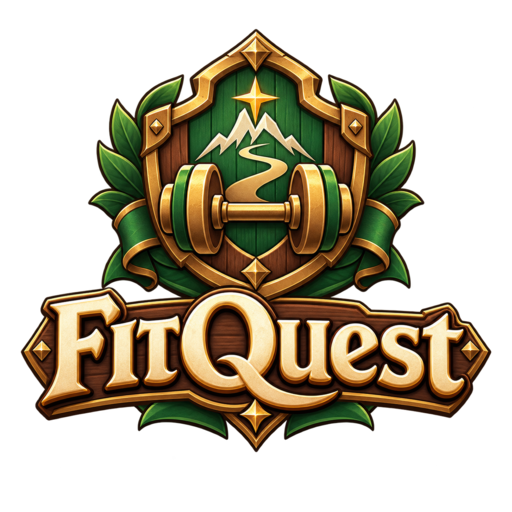FitQuest logo — a laurel-wreathed shield crest